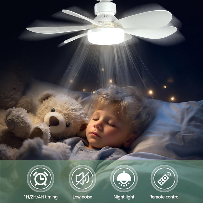 20.5 in. Small Ceiling Fan, Socket Fan Light with Remote, Dimmable LED Cordless Light Socket Fan for Kitchen Bedroom Small Rooms-8-ErisView