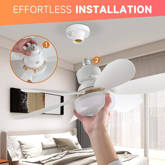 20.5 in. Small Screw In Ceiling Fan with Light, Socket Fan Light with Remote, Bathroom Bedroom Kitchen Ceiling Fans for Low Ceiling -4-ErisView