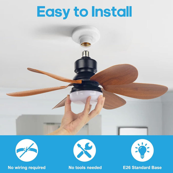 20.5 in. Socket Fan Light with Remote, Screw In Ceiling Fan Light Socket for Garage Kitchen Balcony Living Tools Store Laundry Room Bedroom-2-ErisView