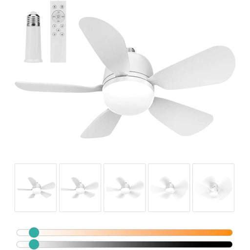 21 in. Screw In Bedroom Ceiling Fans with Lights, Socket Fan Light with Remote, Small Dimmable Socket Fan with Light, Bathroom Ceiling Fan with Light-1-ErisView