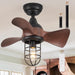 23 in. Small Farmhouse Outdoor Caged Ceiling Fan with Light and Remote Control, 3 Reversible Blades Ceiling Fan for Indoor Outdoor Use-1-ErisView