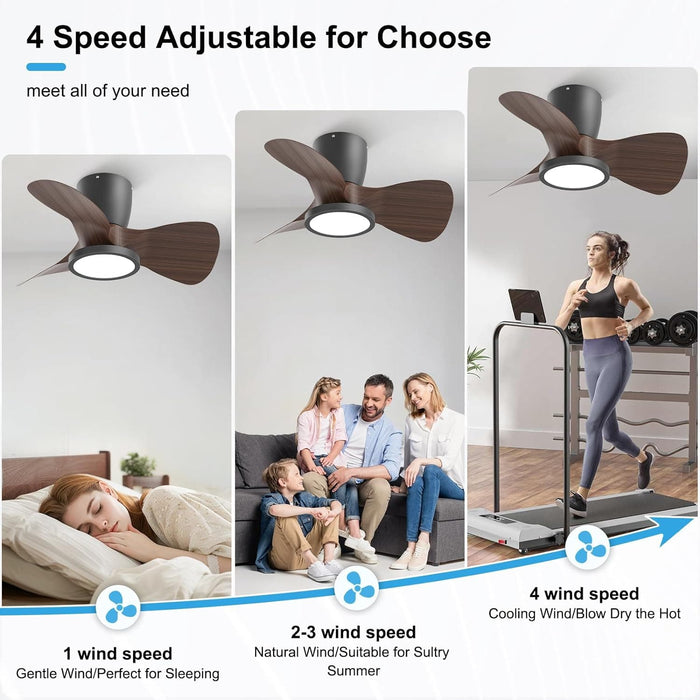 24 in. Remote Control Ceiling Fan and Light, Reversible Dimmable LED Ceiling Fan for Bedroom Kitchen Living Room Apartment-3-ErisView