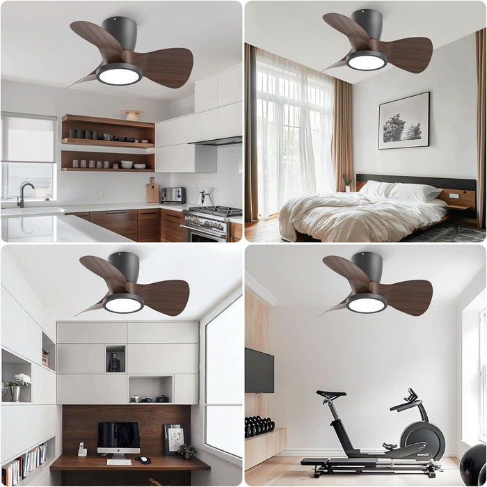 24 in. Remote Control Ceiling Fan and Light, Reversible Dimmable LED Ceiling Fan for Bedroom Kitchen Living Room Apartment-6-ErisView