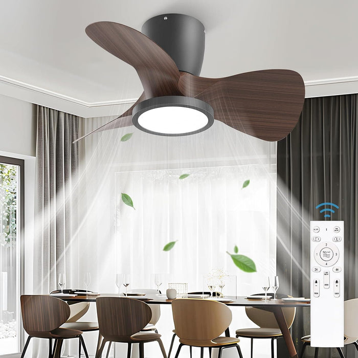 24 in. Remote Control Ceiling Fan and Light, Reversible Dimmable LED Ceiling Fan for Bedroom Kitchen Living Room Apartment-1-ErisView