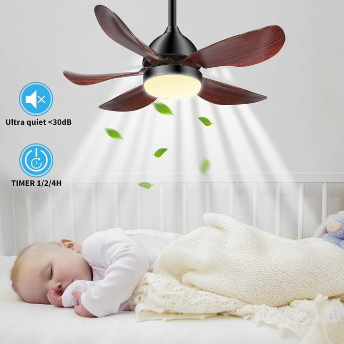 27 in. Small Ceiling Fan for Bedroom Kitchen Dining Room, Quiet Ceiling Fans, Ceiling Fans with Lights and Remote APP Control-2-ErisView