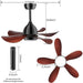 27 in. Small Ceiling Fan for Bedroom Kitchen Dining Room, Quiet Ceiling Fans, Ceiling Fans with Lights and Remote APP Control-5-ErisView