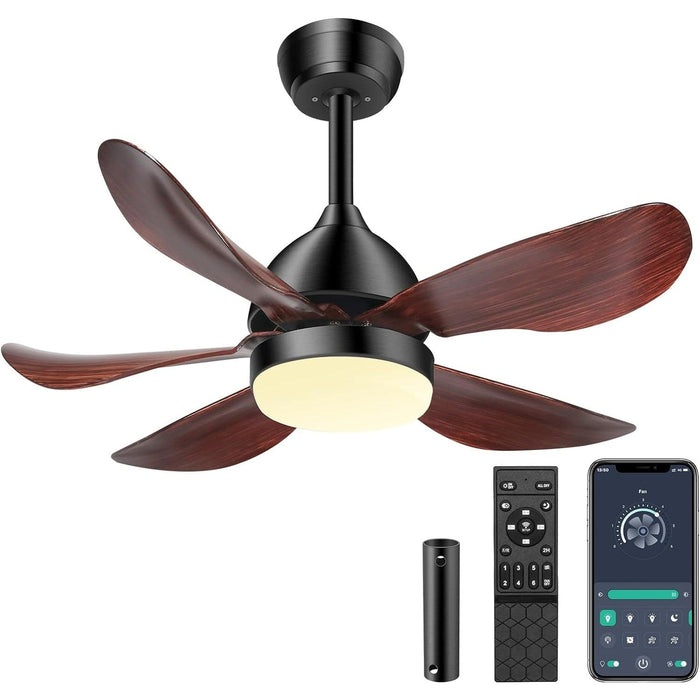 27 in. Small Ceiling Fan for Bedroom Kitchen Dining Room, Quiet Ceiling Fans, Ceiling Fans with Lights and Remote APP Control-7-ErisView