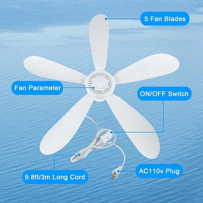 28 in. Portable Ceiling Fan with on/off Switch, Outdoor Indoor Hanging Ceiling Fan for Gazebo, Camping Rv Tent Home Room-3-ErisView