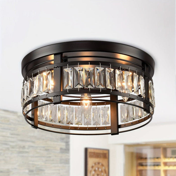 3-Light Black LED Flush Mount Ceiling Light Chandelier-ErisView