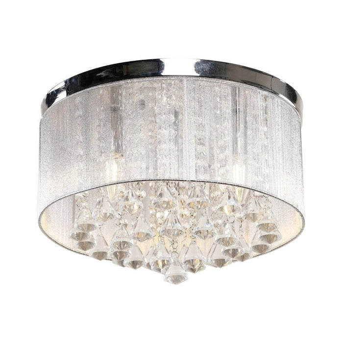 3-Light Chrome Drum Shaped Crystal Flush Mount Light-ErisView