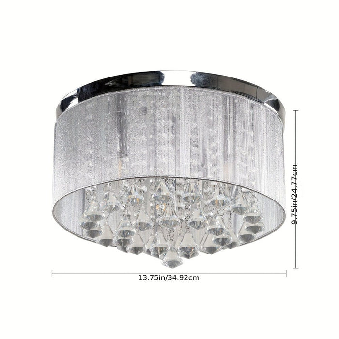 3-Light Chrome Drum Shaped Crystal Flush Mount Light-ErisView