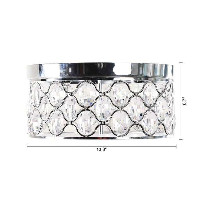 3-Light Chrome Drum-Shaped Flush Mount Light Chandelier-ErisView