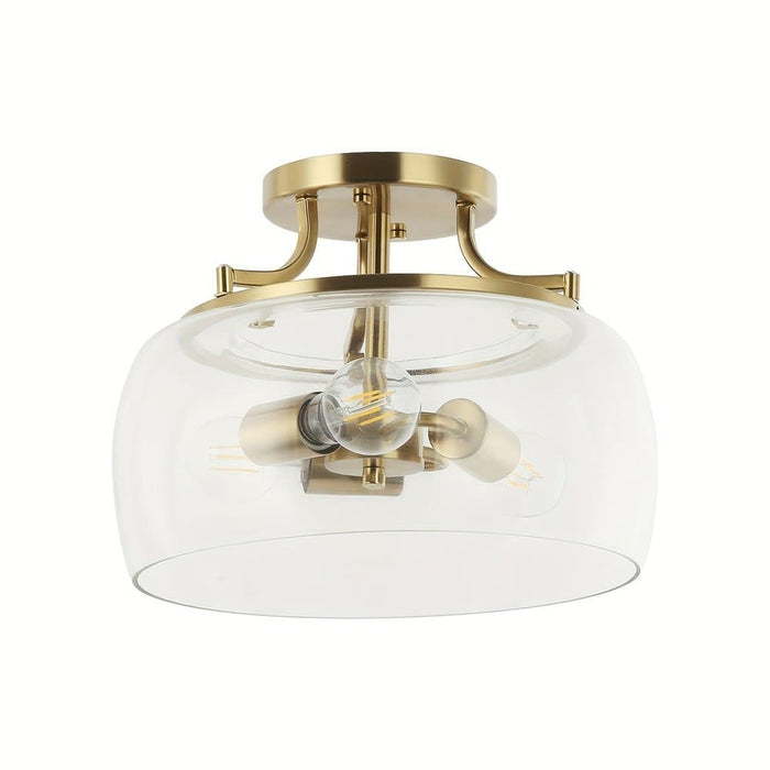 3-Light Dome Shaped Glass Semi Flush Mount Light, Gold Semi Flush Mount Light ErisView