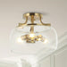 3-Light Gold Semi Flush Mount Light with Clear Glass-ErisView