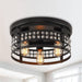 3-Light Industrial Black Drum Shaped Flush Mount Light with Crystal Caged-ErisView