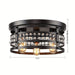 3-Light Industrial Black Drum Shaped Flush Mount Light with Crystal Caged-ErisView