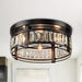 3-Light Matte Black LED Flush Mount Light, Round Modern Crystal Flush Mount Ceiling Light ErisView