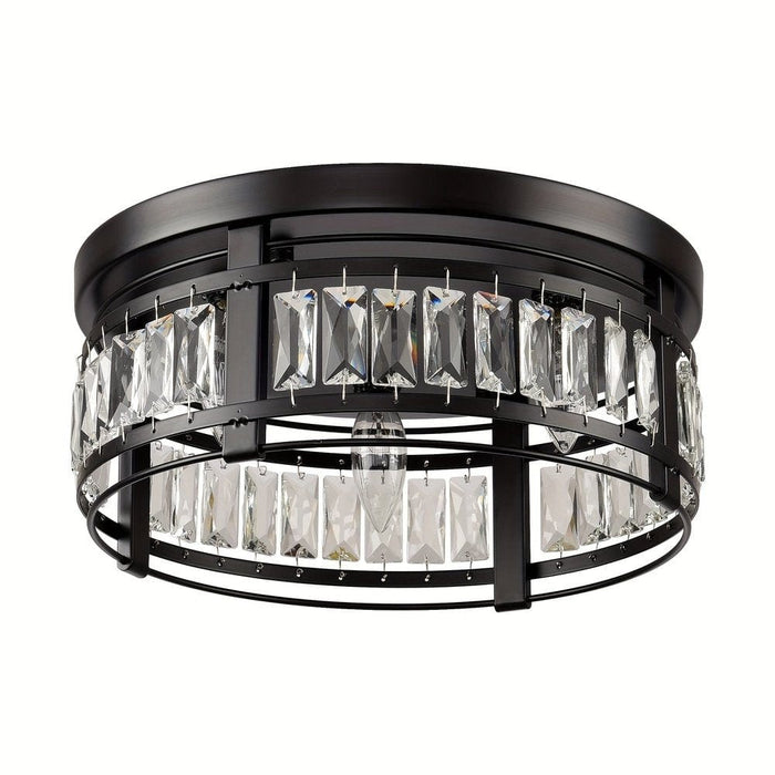 3-Light Matte Black LED Flush Mount Light, Round Modern Crystal Flush Mount Ceiling Light ErisView