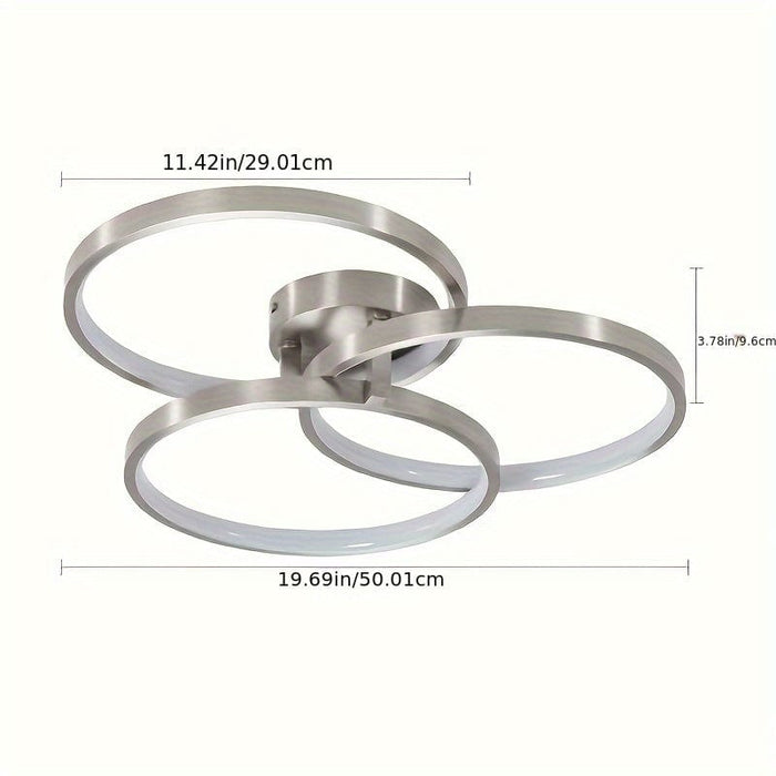 3-Light Ring Semi-Flush Mount Light, LED Ceiling Lamp with Inner Ring-ErisView