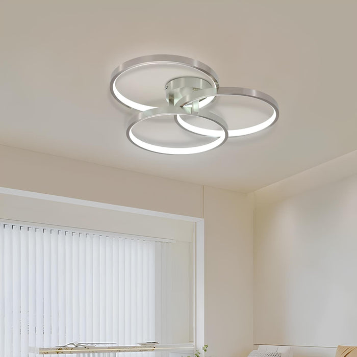 3-Light Ring Semi-Flush Mount Light, LED Ceiling Lamp with Inner Ring-ErisView