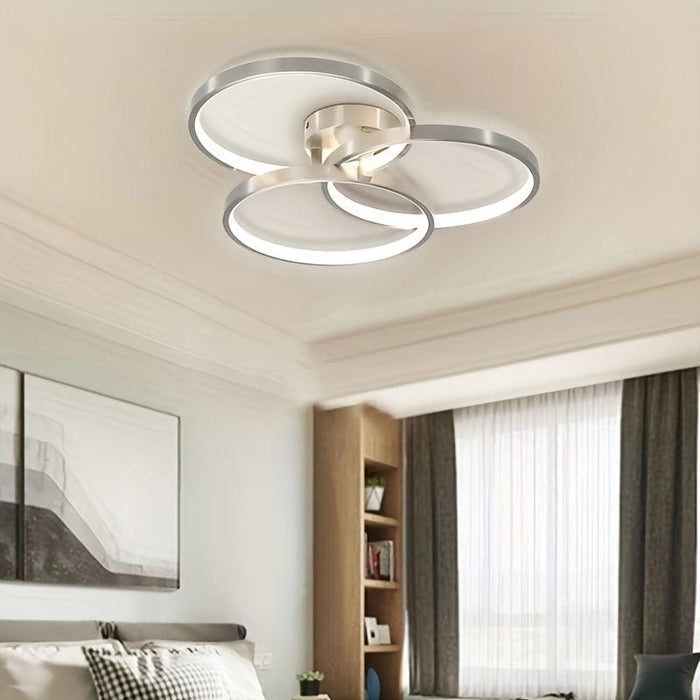 3-Light Ring Semi-Flush Mount Light, LED Ceiling Lamp with Inner Ring-ErisView