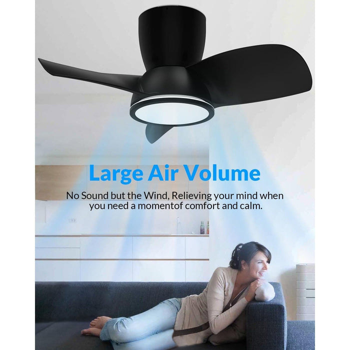 30 in. Flush Mount Ceiling Fans, Ceiling Fan with Lights and Remote, Quiet Low Profile Ceiling Fan with Light for Bedroom Kitchen Patio-2-ErisView