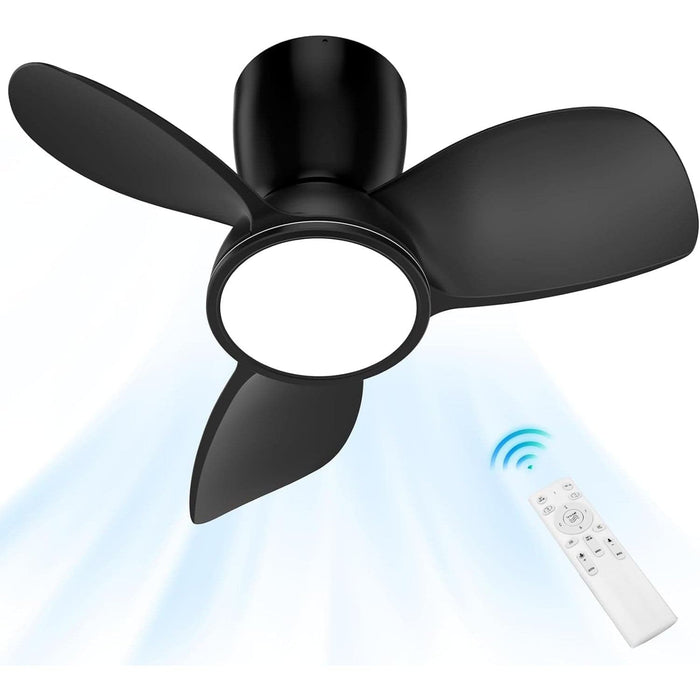 30 in. Flush Mount Ceiling Fans, Ceiling Fan with Lights and Remote, Quiet Low Profile Ceiling Fan with Light for Bedroom Kitchen Patio-1-ErisView