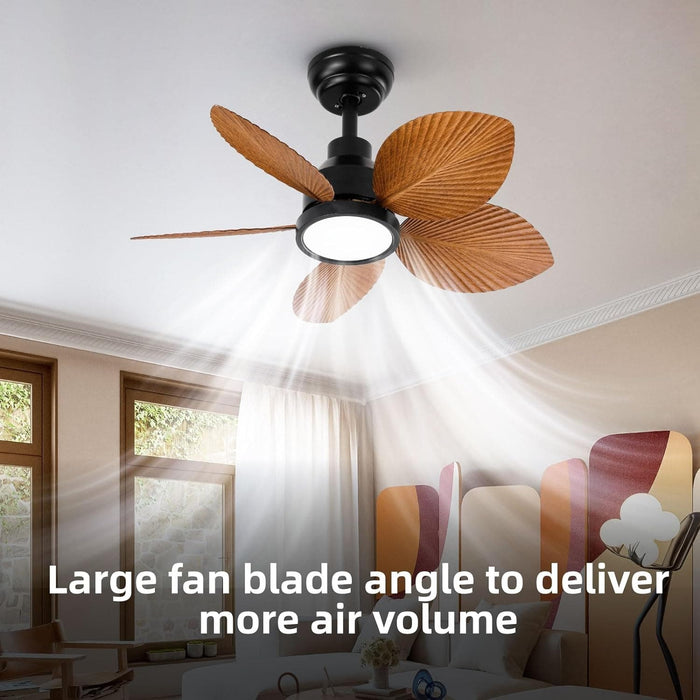 30 in. Reversible DC Ceiling Fan, Tropical Ceiling Fan, Remote Control Ceiling Fan and Light, Quiet Palm Leaf Ceiling Fan, Covered Ceiling Fan -2-ErisView