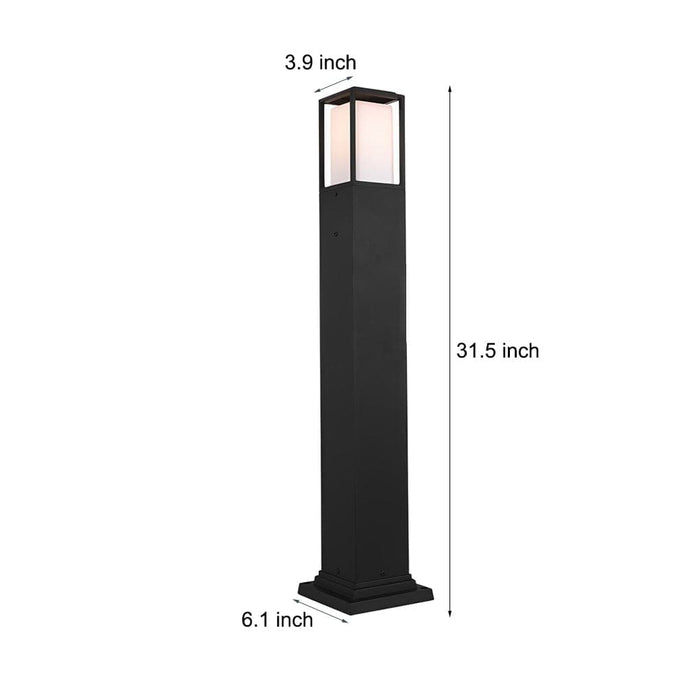 31.49 In. H Aluminum Black Bollard Pathway Lights with PC Lampshade, Stainless Steel Screws, and Easy Access Holes for Simple Installation-ErisView-6