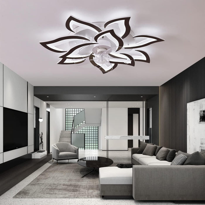 32 in. Remote Control Ceiling Fan and Light, Modern Flush Mount Ceiling Fan, Ceiling Fan without Blades for Kids Room Living Room-5-ErisView