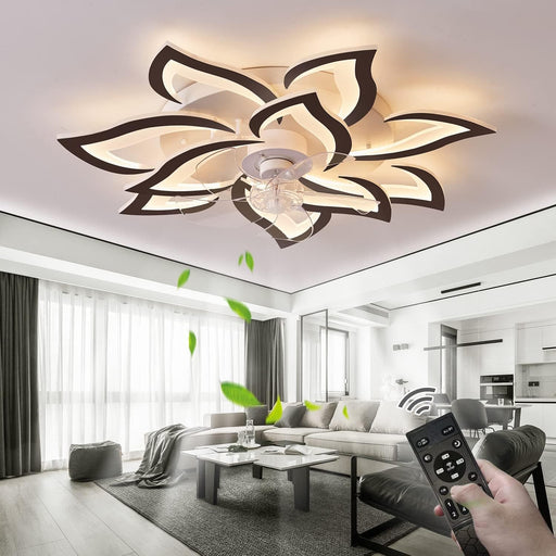 32 in. Remote Control Ceiling Fan and Light, Modern Flush Mount Ceiling Fan, Ceiling Fan without Blades for Kids Room Living Room-1-ErisView