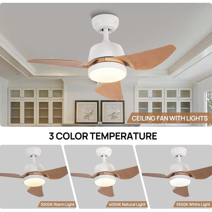 35 in. Ceiling Fans with LED Lights, 3 Blades Flush Mount Outdoor Remote Control Fan, Waterproof Modern Ceiling Fan for Indoor and Outdoor Use-3-ErisView