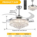 36 in. Invisible Ceiling Fan Chandelier, Modern Crystal Ceiling Fan with Light and Remote for Bedroom Living Room Dining Room, Decorative Ceiling Fan-2-ErisView