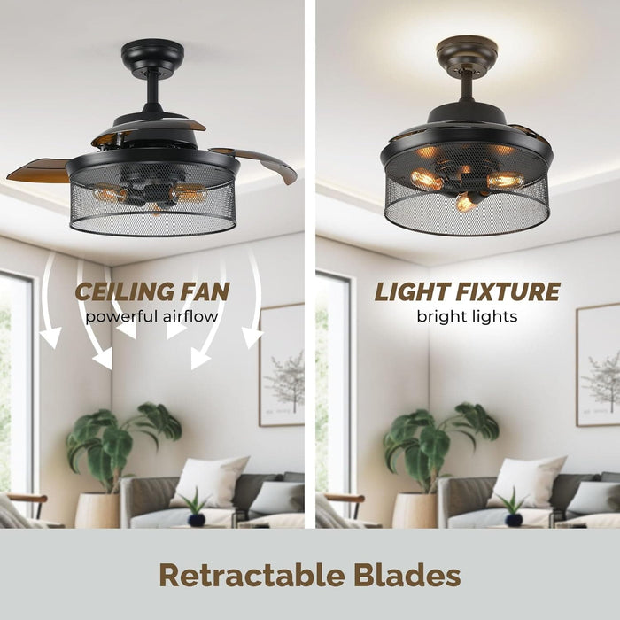 36 in. Pretty Ceiling Fans with Light Remote, Black Industrial Looking Ceiling Fan for Living Room Bedroom Kitchen, Outdoor Fan for Patio-3-ErisView