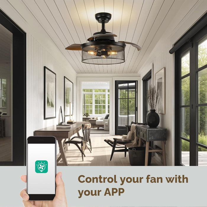 36 in. Pretty Ceiling Fans with Light Remote, Black Industrial Looking Ceiling Fan for Living Room Bedroom Kitchen, Outdoor Fan for Patio-4-ErisView