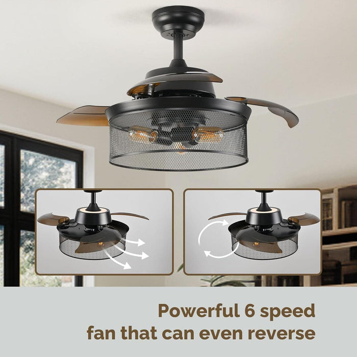 36 in. Pretty Ceiling Fans with Light Remote, Black Industrial Looking Ceiling Fan for Living Room Bedroom Kitchen, Outdoor Fan for Patio-5-ErisView