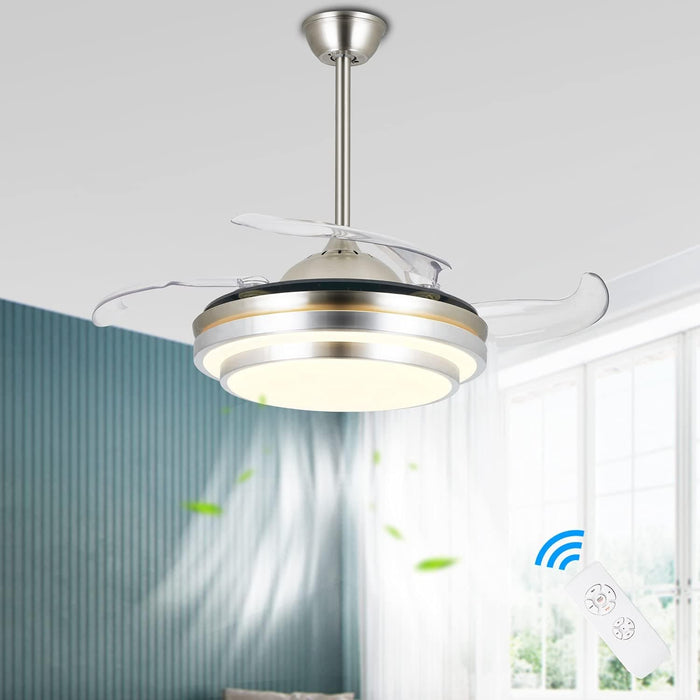 36 in. Pretty Ceiling Fans with Light and Remote, Smart Fans Light Fixture, LED Fandelier Ceiling Fan for Kitchen Living Room Dining Room-1-ErisView