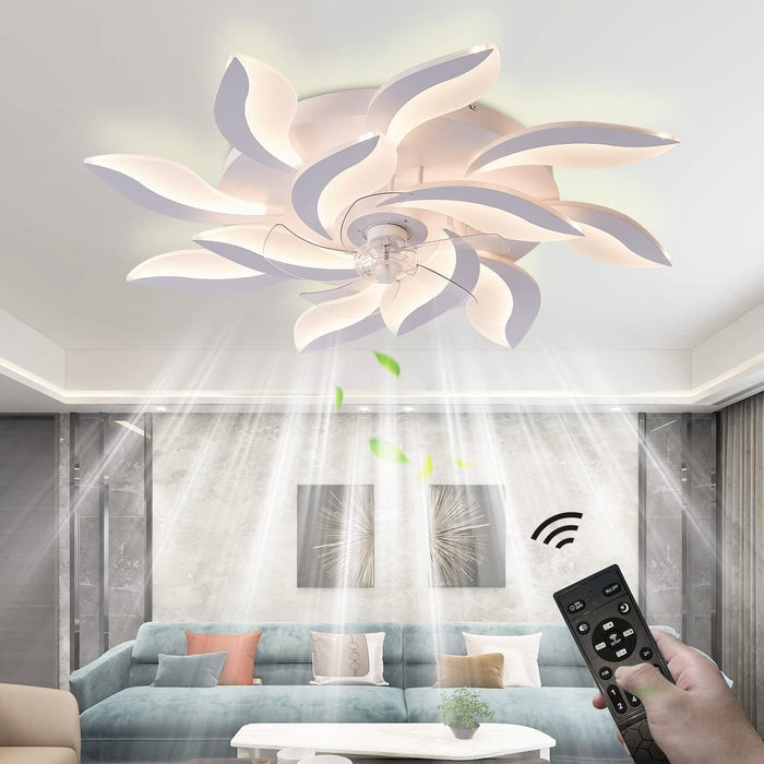 39 in. Modern Ceiling Fan with Light and Remote Control, Dimmable LED Flush Mount Low Profile Ceiling Fan without Blades-1-ErisView