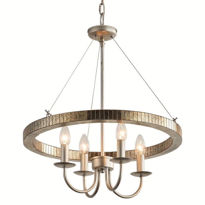 4 - Light Dimmable Wagon Wheel Chandelier, Modern Haning Adjustable Chandelier for Living Room Dining Room-ErisView