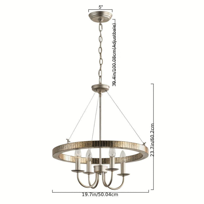 4 - Light Dimmable Wagon Wheel Chandelier, Modern Haning Adjustable Chandelier for Living Room Dining Room-ErisView