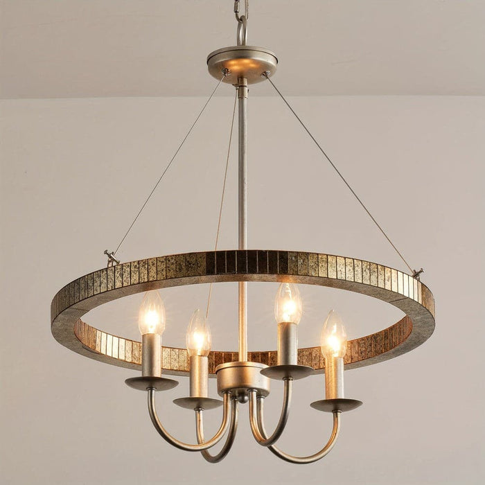 4 - Light Dimmable Wagon Wheel Chandelier, Modern Haning Adjustable Chandelier for Living Room Dining Room-ErisView