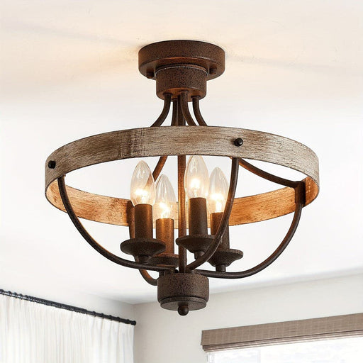 4-Light Farmhouse Semi Flush Mount Light for Dining Room Kitchen Island Living Room-ErisView