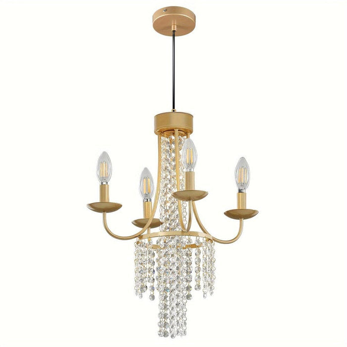 4-Light Luxury Gold Crystal Pendant Light, Modern Candle Ceiling Pendant Light Fixture for Kitchen Island Dining Room Hallway Foyer Bedroom-ErisView