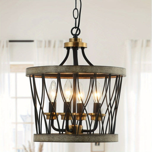 4-Light Black Rustic Crystal Hanging Light-ErisView