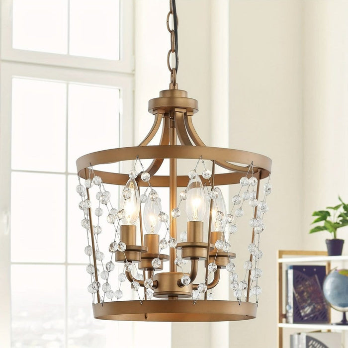 4-Light Gold Rustic Crystal Hanging Light-ErisView