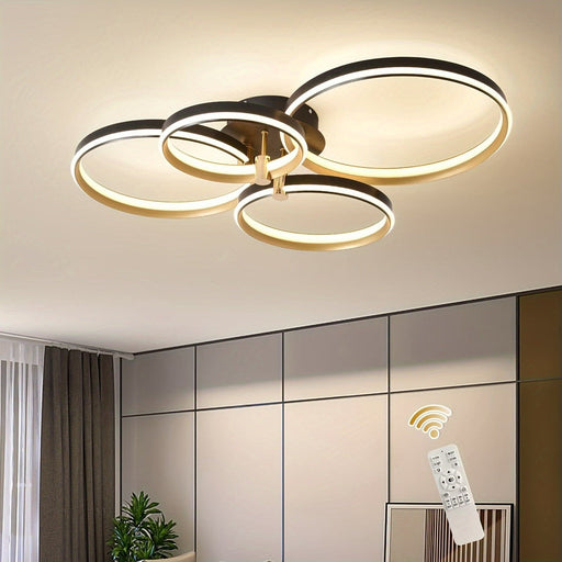 4-Ring Dimmable LED Flush Mount Light Ceiling Lamp with Remote for Living Room Bedroom Kitchen Dining Room Office-ErisView