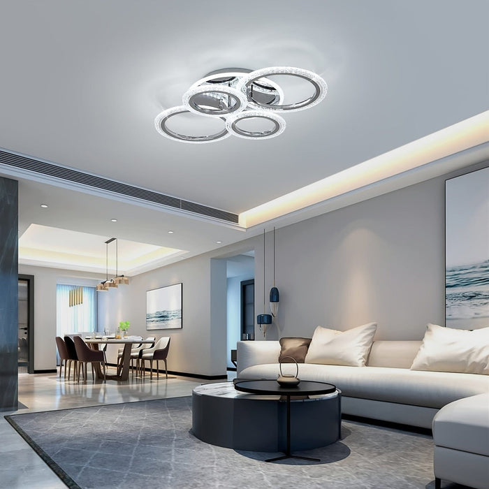 4-Ring LED Dimmable Flush Mount Ceiling Light Chandelier for Living Room Dining Room Bedroom-ErisView