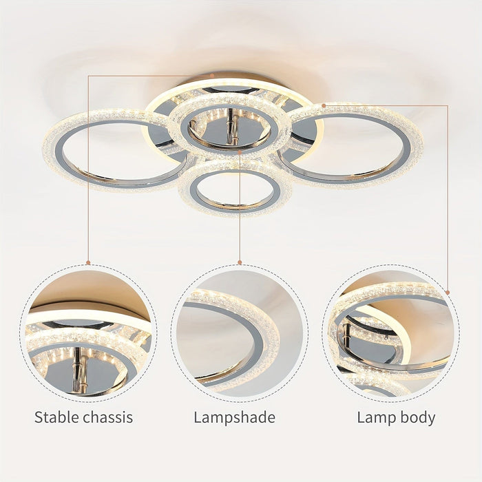 4-Ring LED Dimmable Flush Mount Ceiling Light Chandelier for Living Room Dining Room Bedroom-ErisView