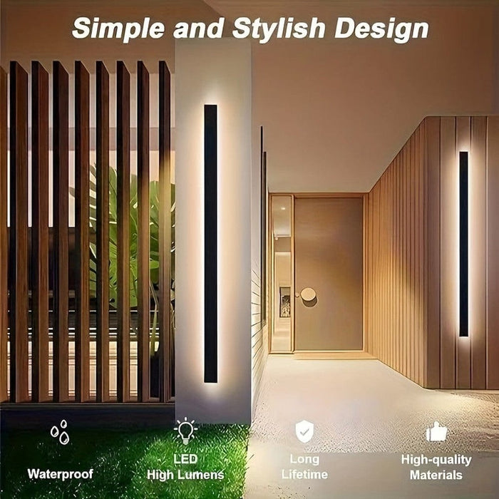 40 in. Modern Long Liner Wall Light, Indoor Black LED Wall Lamp, Waterproof Outdoor Strip Sconce Wall Light, Morden Exterior Wall Mount Light Fixture-ErisView