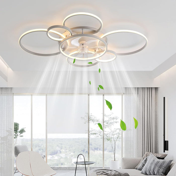 41 in. Modern Ceiling Fan with Light for Living Room, Flush Mount Ceiling Fan with Dimmable LED Light and Remote Control for Kids Room Bedroom-1-ErisView